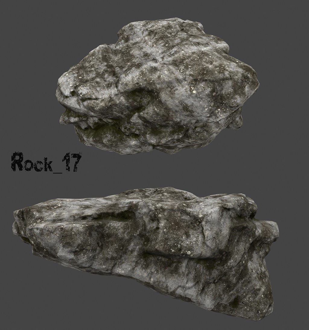 old forest rocks Low-poly 3D model_17