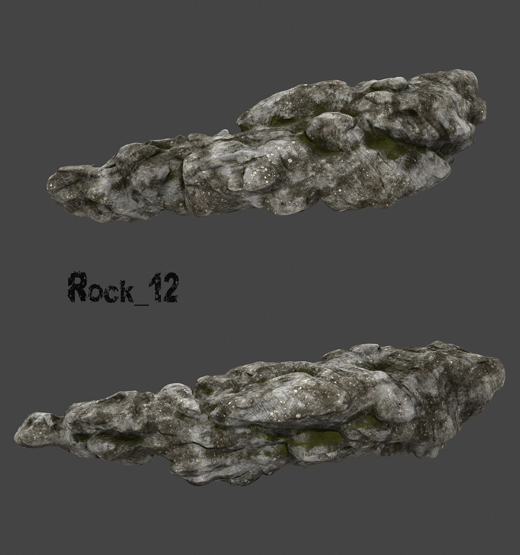 old forest rocks Low-poly 3D model_12