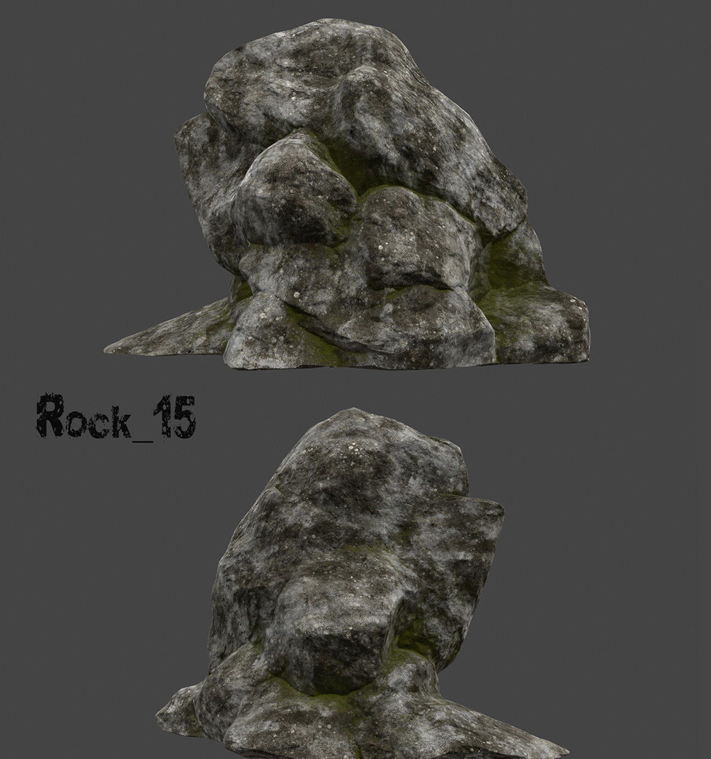old forest rocks Low-poly 3D model_15