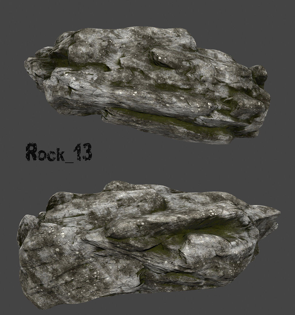 old forest rocks Low-poly 3D model_13