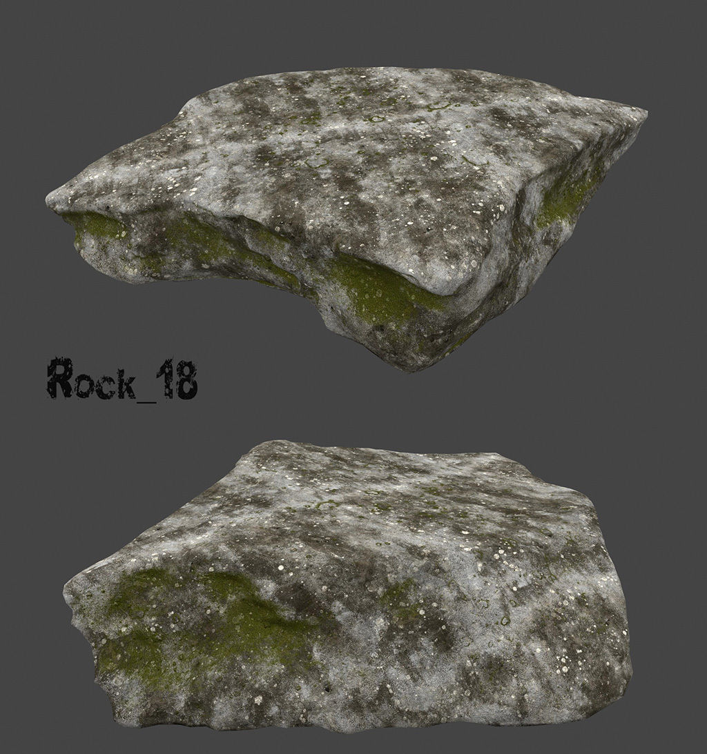 old forest rocks Low-poly 3D model_18