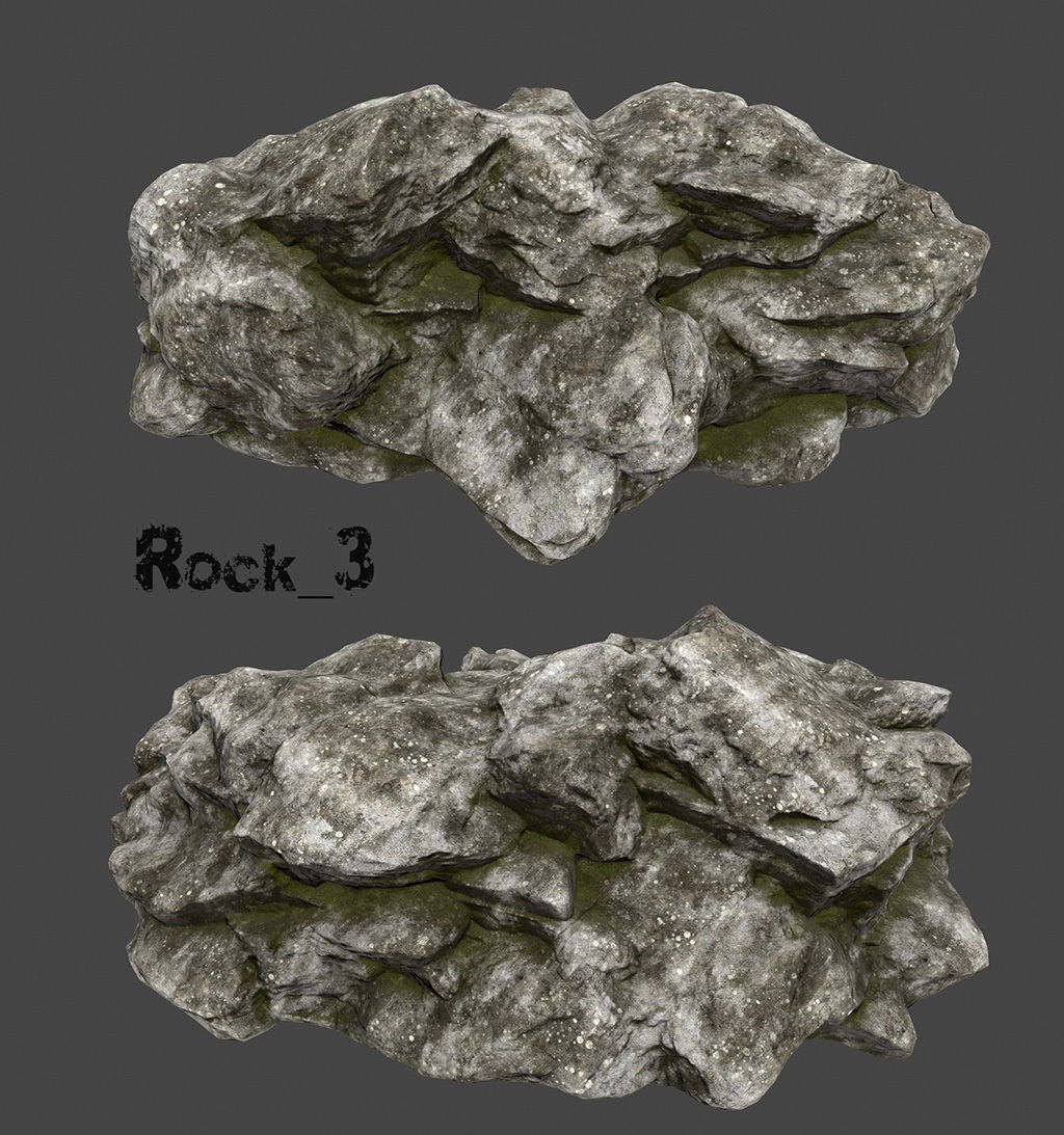 old forest rocks Low-poly 3D model_3