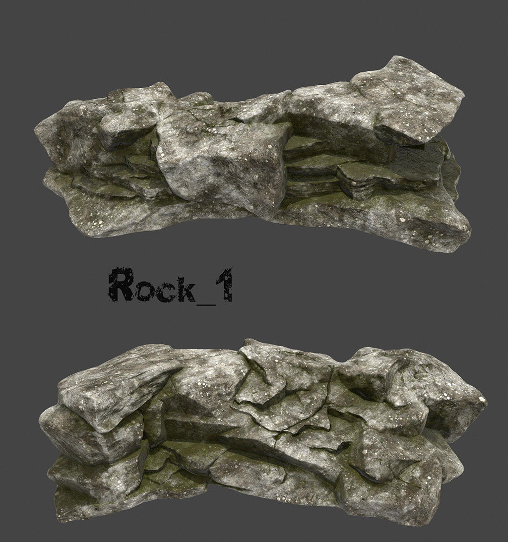 old forest rocks Low-poly 3D model_1