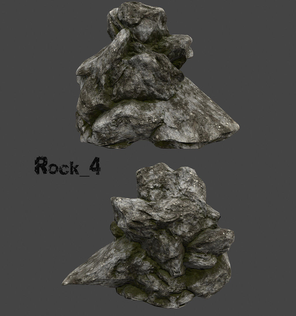 old forest rocks Low-poly 3D model_4