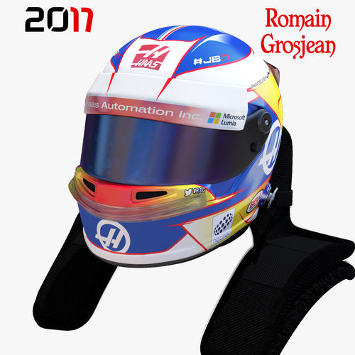 Grosjean helmet 2017 Low-poly 3D model