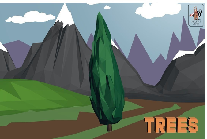 Cartoon cypress TREES Low-poly 3D model