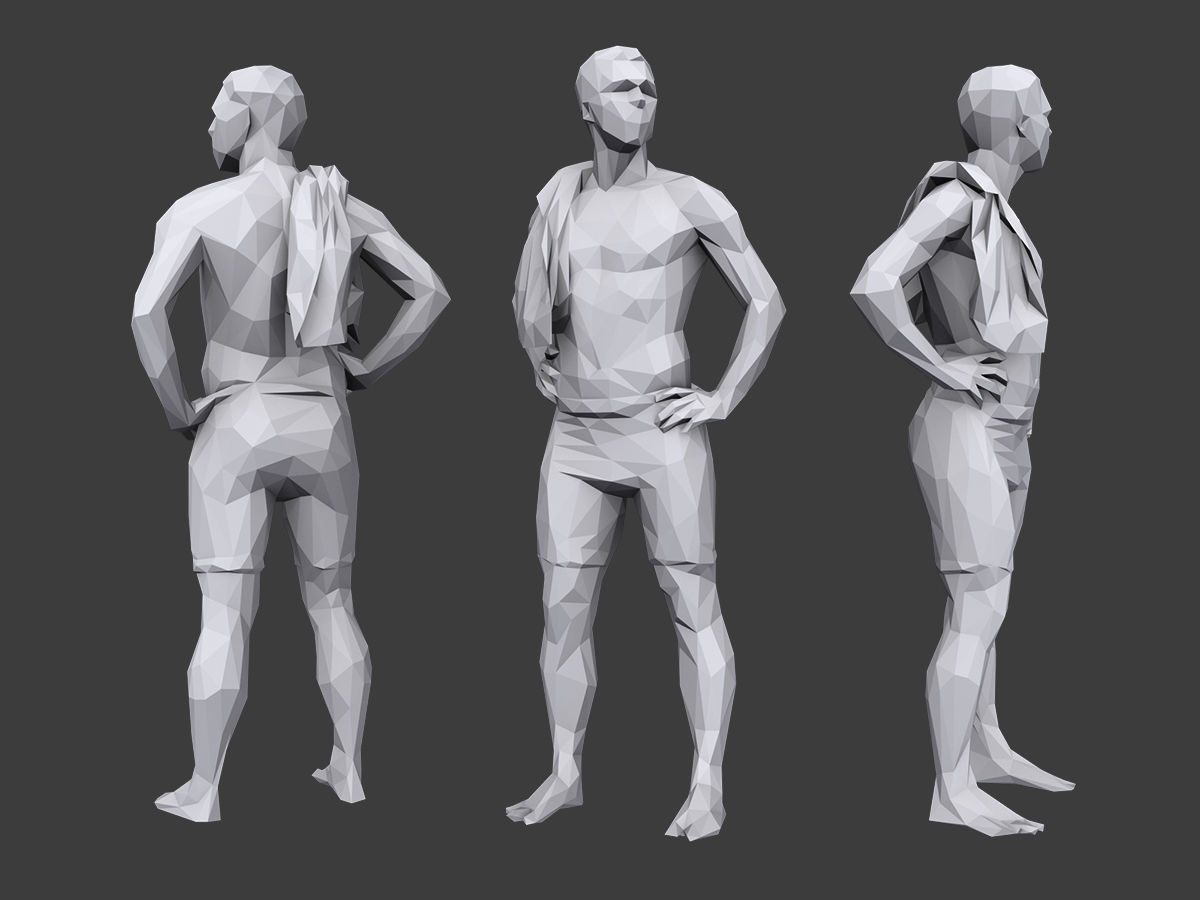 Lowpoly People Vacation Pack Low-poly 3D model_7