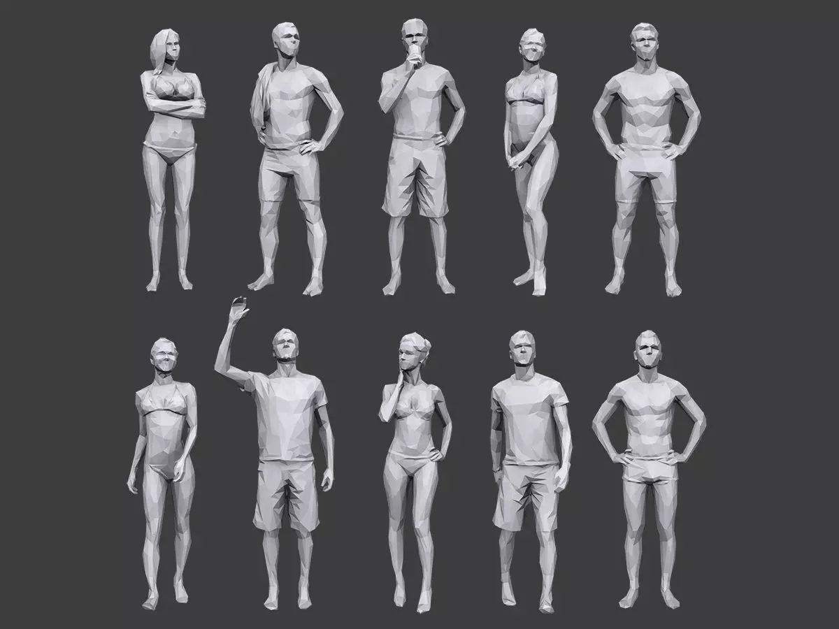 Lowpoly People Vacation Pack Low-poly 3D model_0