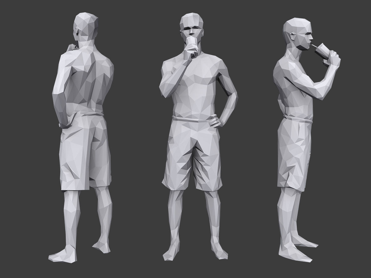 Lowpoly People Vacation Pack Low-poly 3D model_2