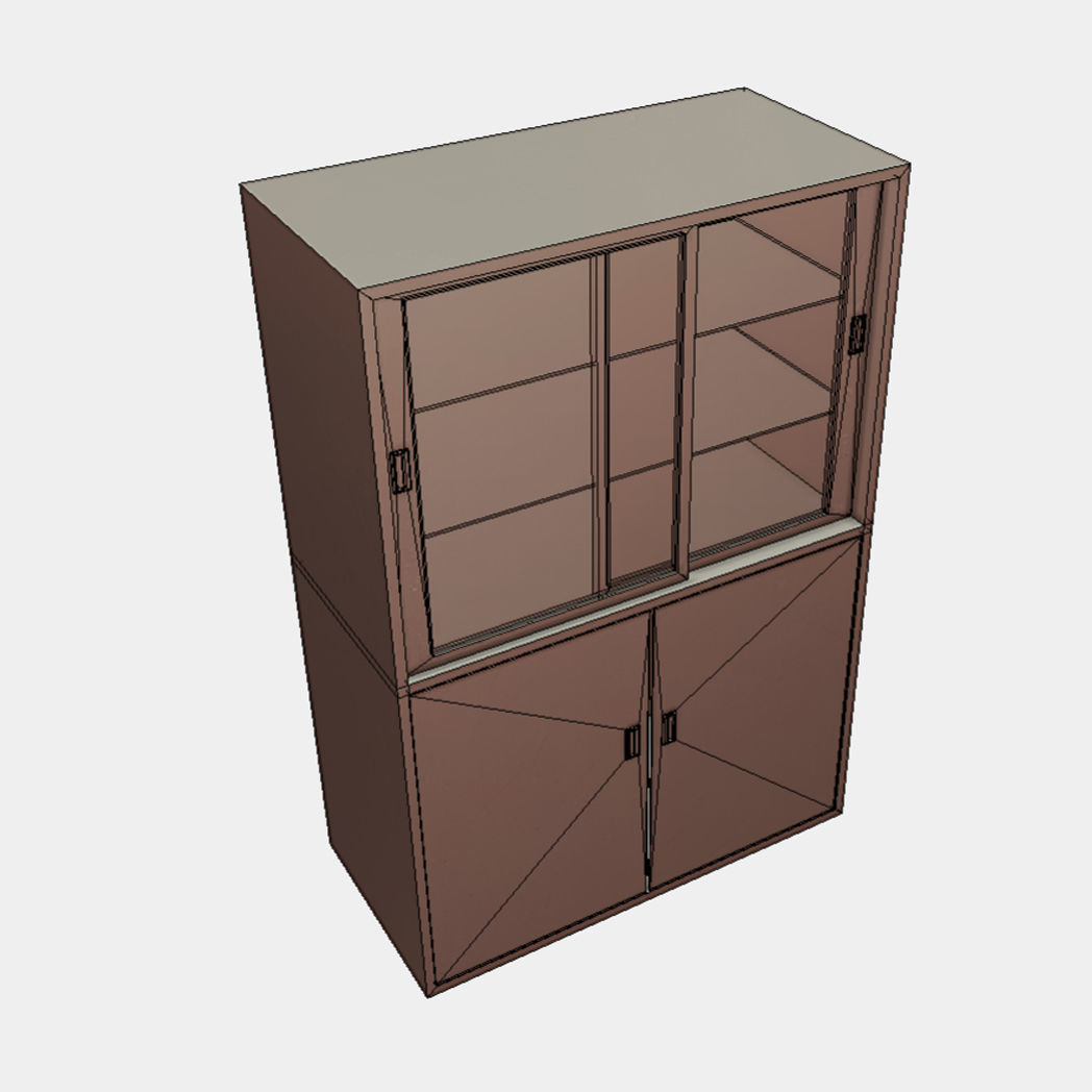 Cabinet with Glass Doors Low-poly 3D model_6