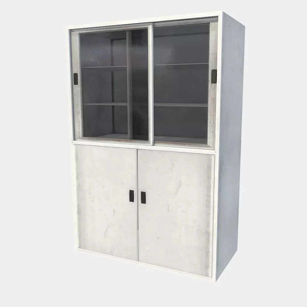 Cabinet with Glass Doors Low-poly 3D model_0