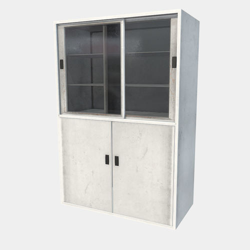 Cabinet with Glass Doors Low-poly 3D model