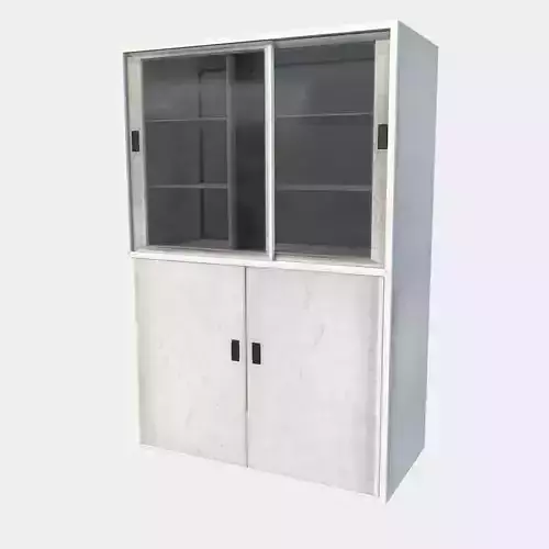 Cabinet with Glass Doors Low-poly 3D model