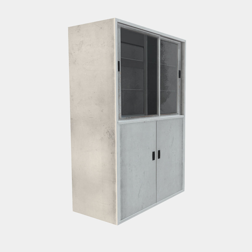 Cabinet with Glass Doors Low-poly 3D model_2
