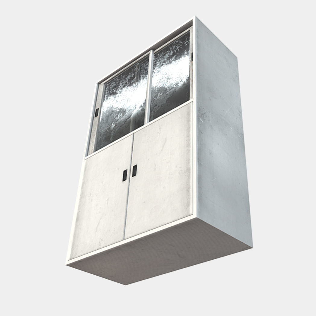 Cabinet with Glass Doors Low-poly 3D model_1