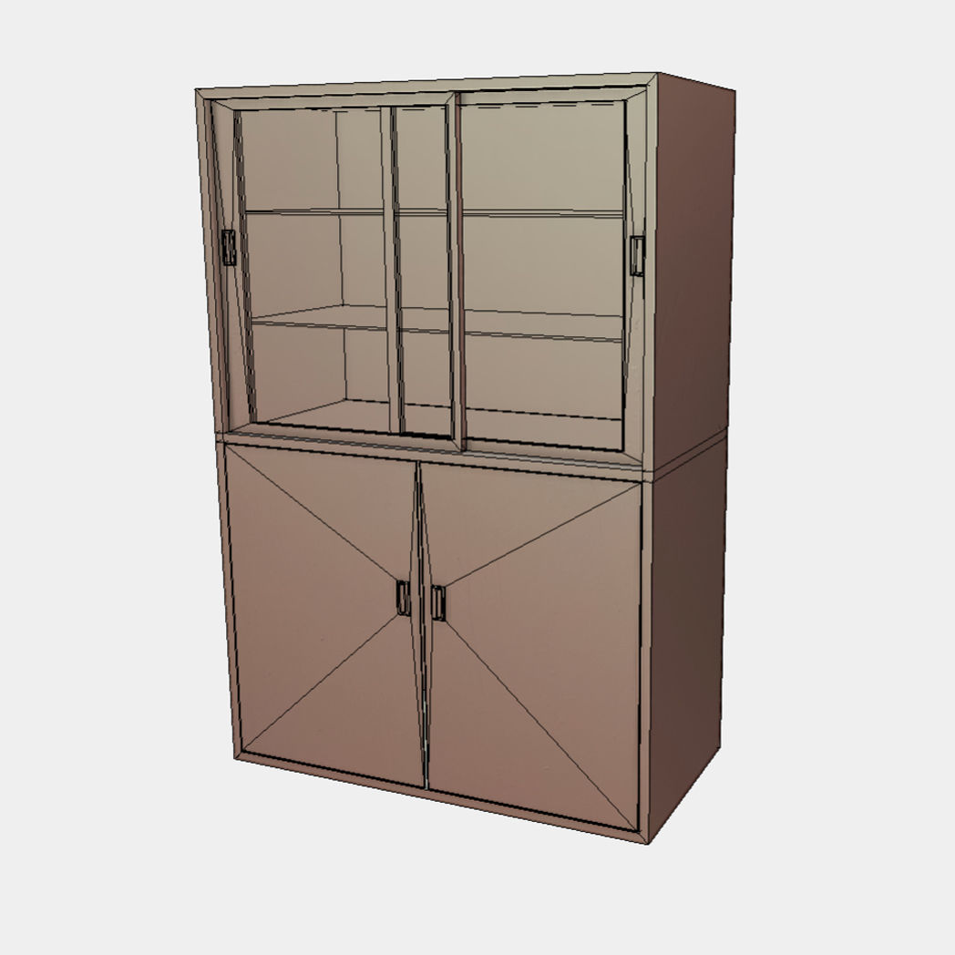 Cabinet with Glass Doors Low-poly 3D model_4