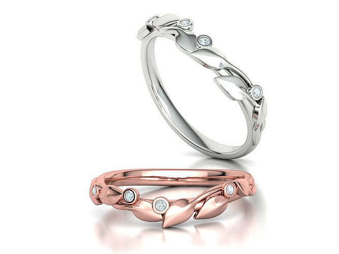 Floral Matching Band ring   3D print model 3D print model