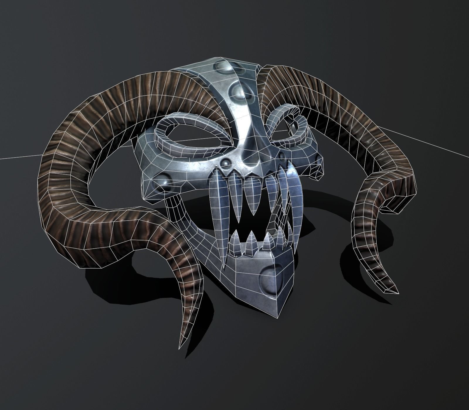 mask horned Low-poly 3D model_5