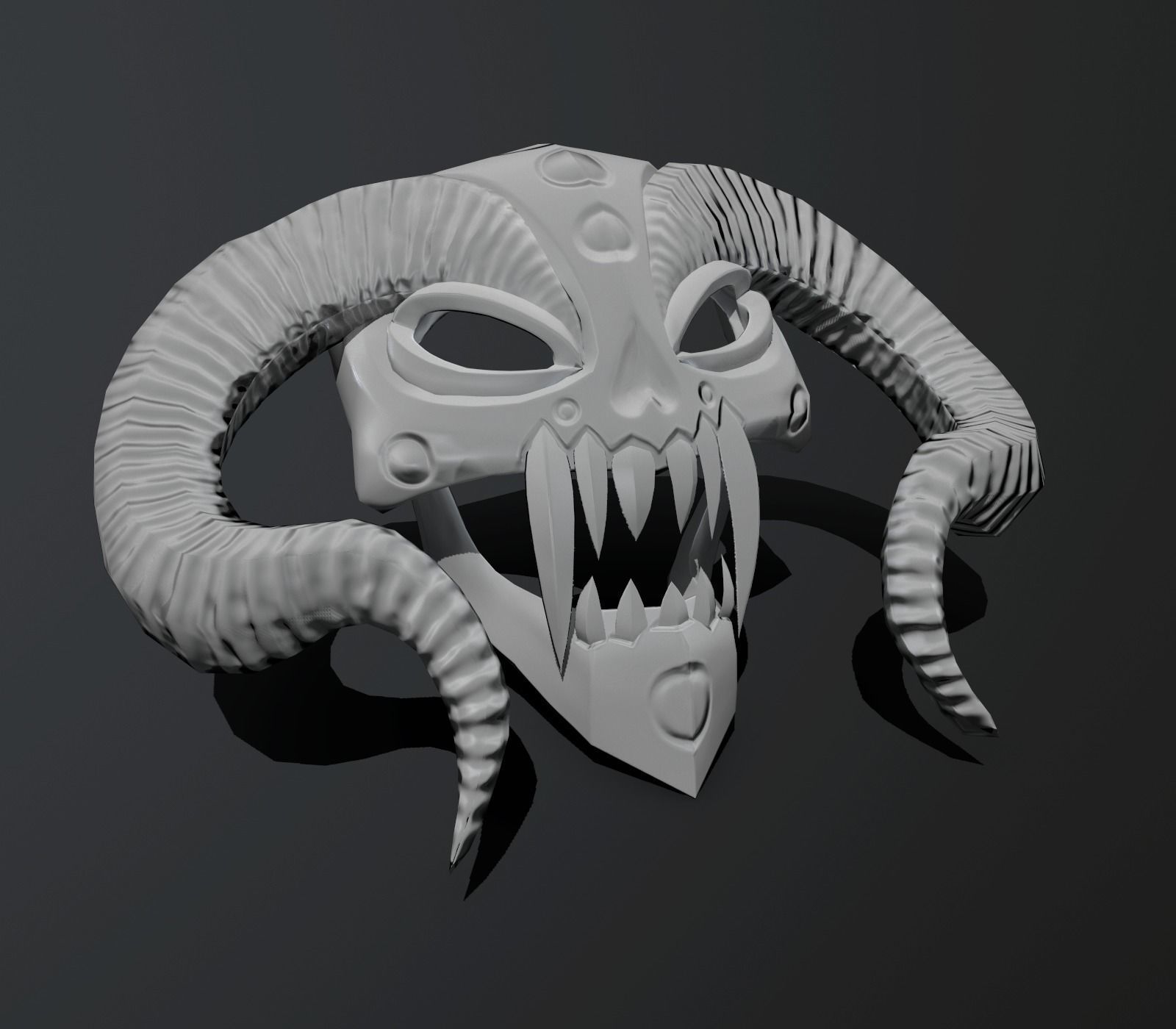 mask horned Low-poly 3D model_4