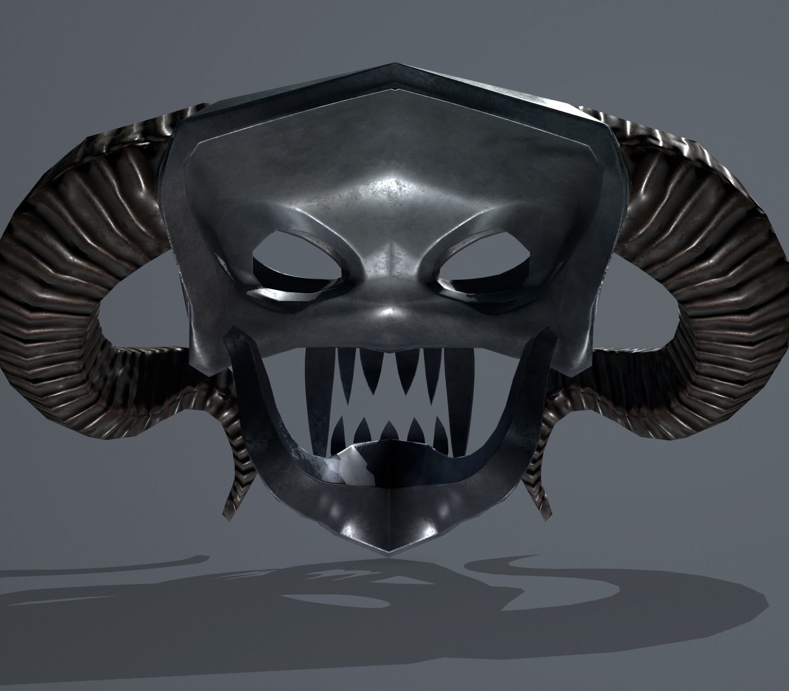 mask horned Low-poly 3D model_9