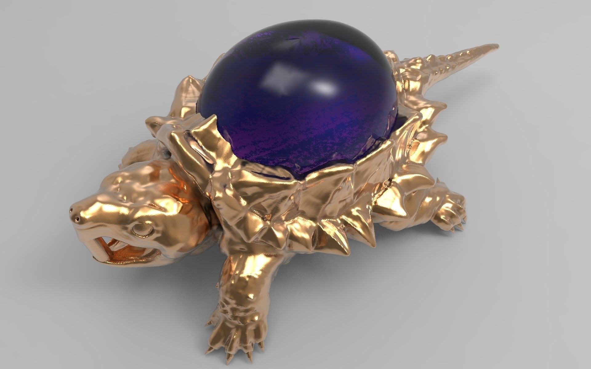 Jewelry pendant turtle with stone 3D print model_1