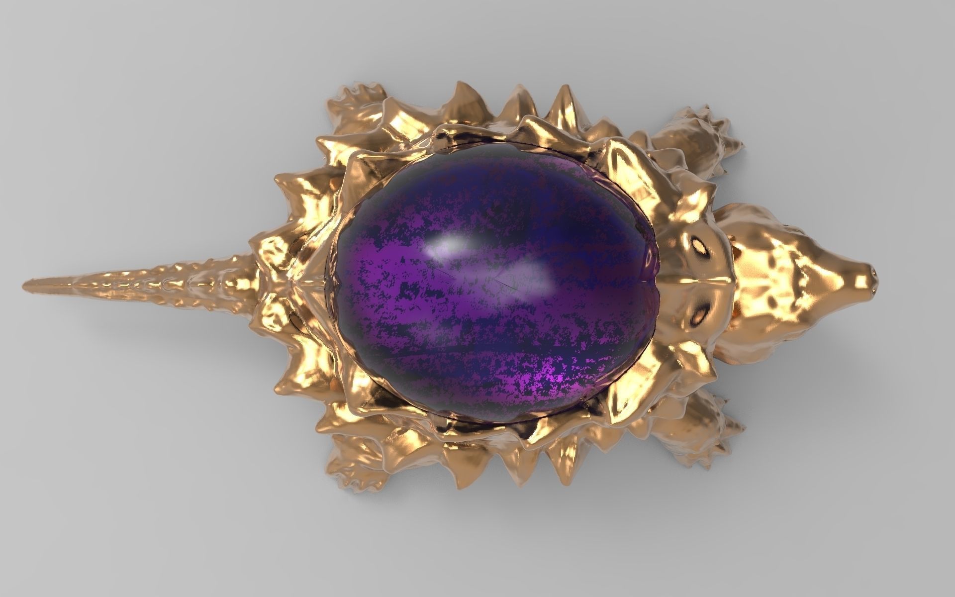 Jewelry pendant turtle with stone 3D print model_5