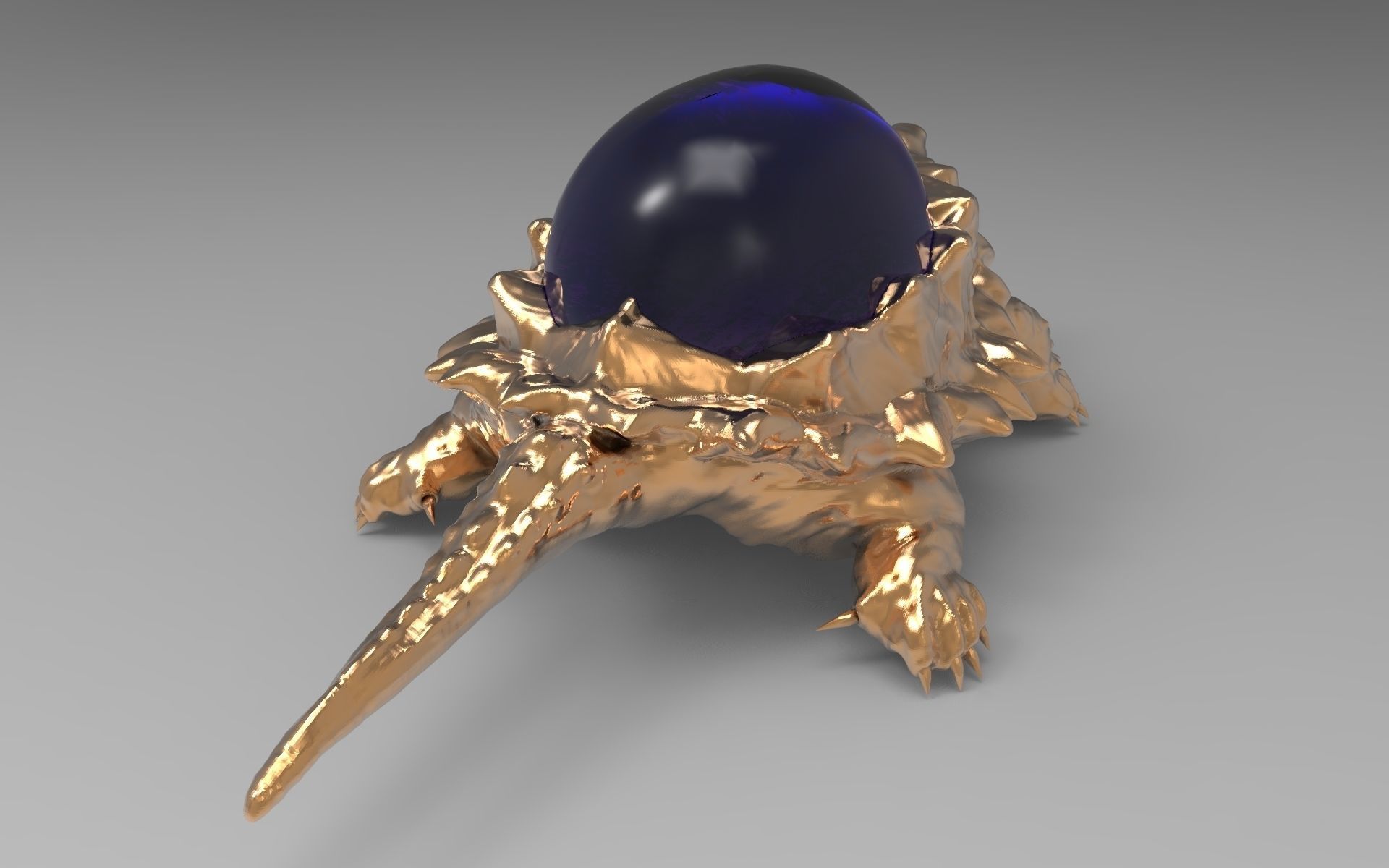 Jewelry pendant turtle with stone 3D print model_4