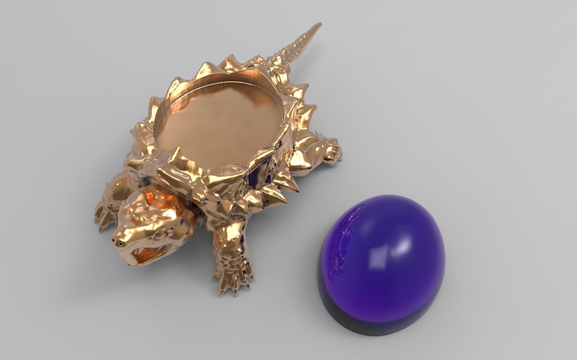 Jewelry pendant turtle with stone 3D print model_6