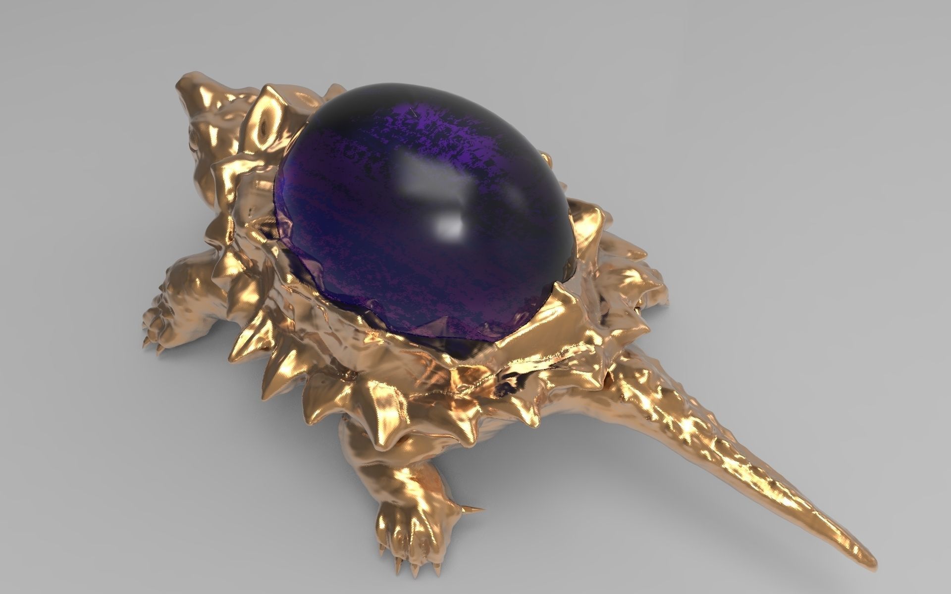 Jewelry pendant turtle with stone 3D print model_3