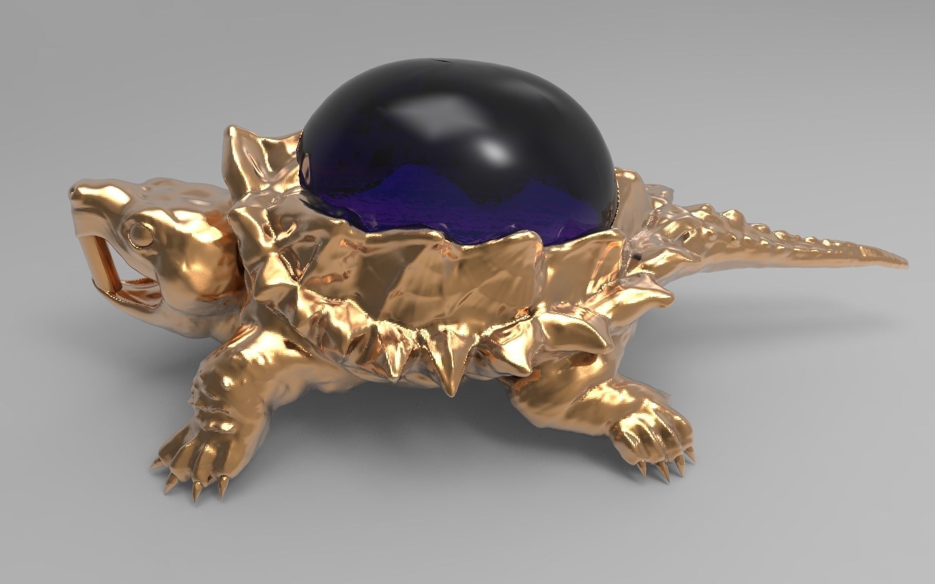 Jewelry pendant turtle with stone 3D print model_2