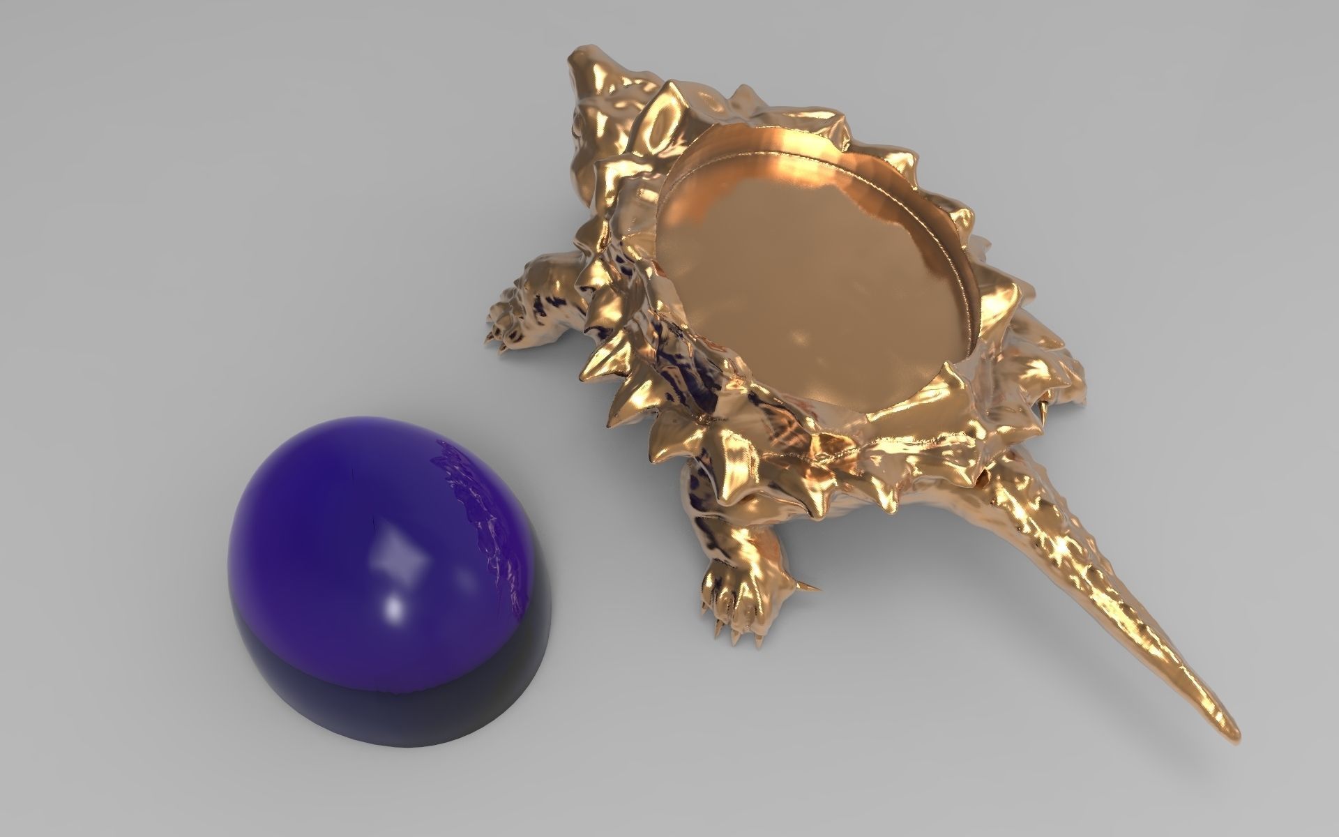 Jewelry pendant turtle with stone 3D print model_8