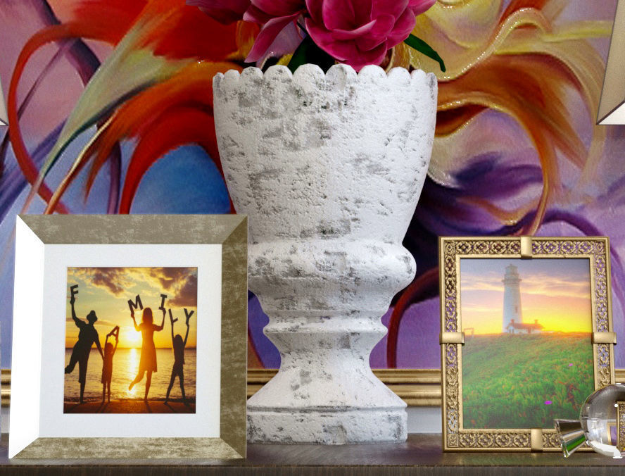 Set 15 table with flowers and lamp 3D model_2