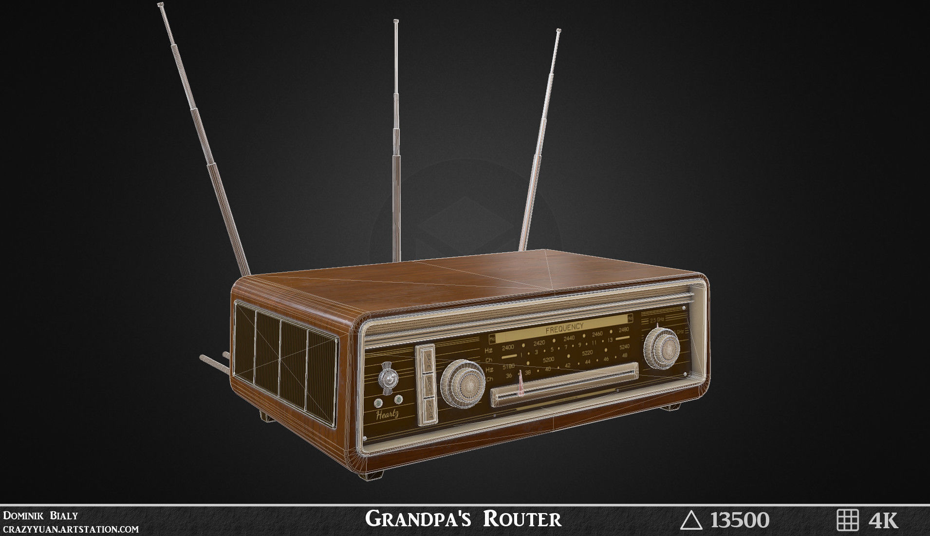 Vintage Wifi Router game-ready asset Free low-poly 3D model_9