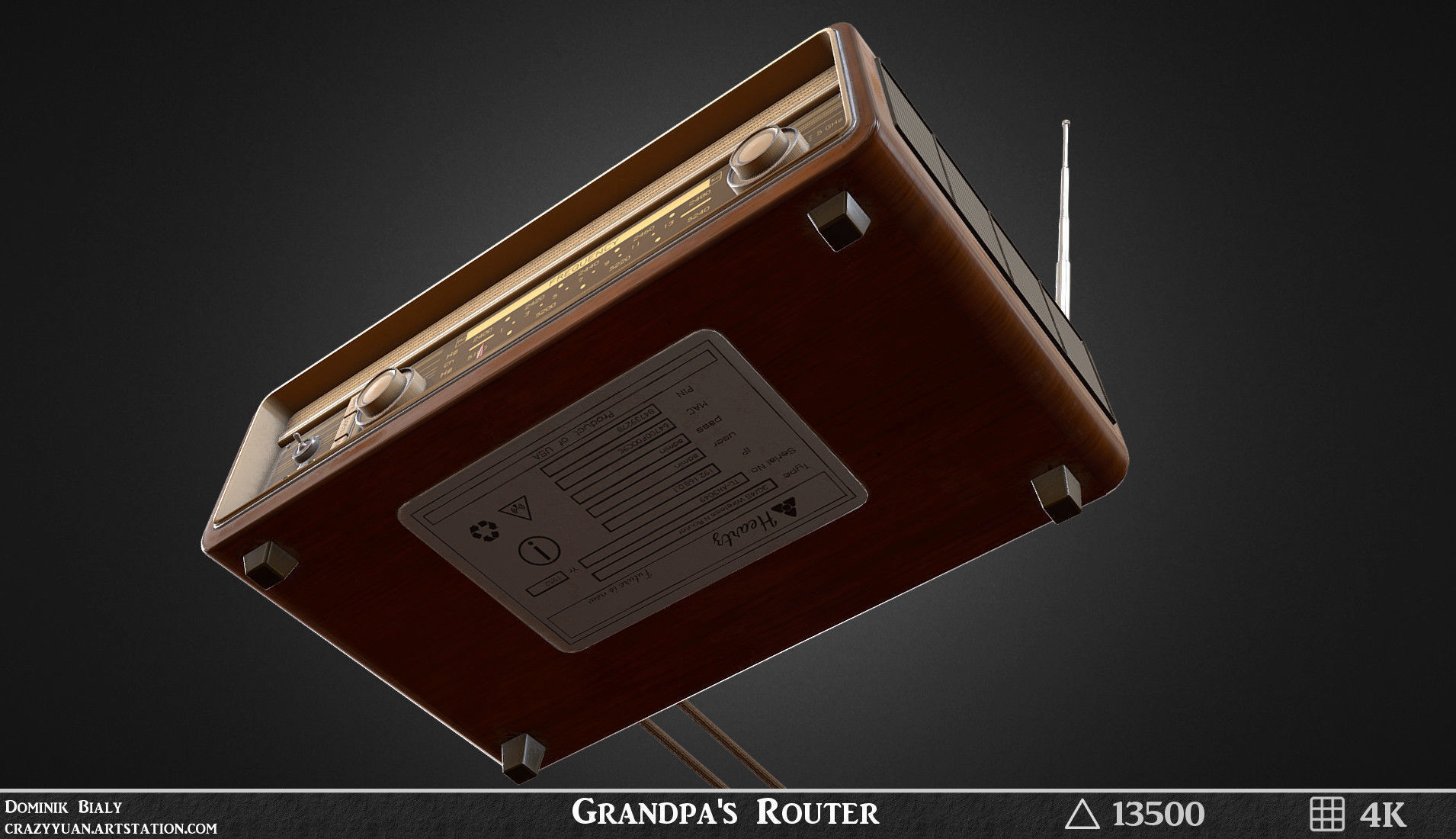 Vintage Wifi Router game-ready asset Free low-poly 3D model_2