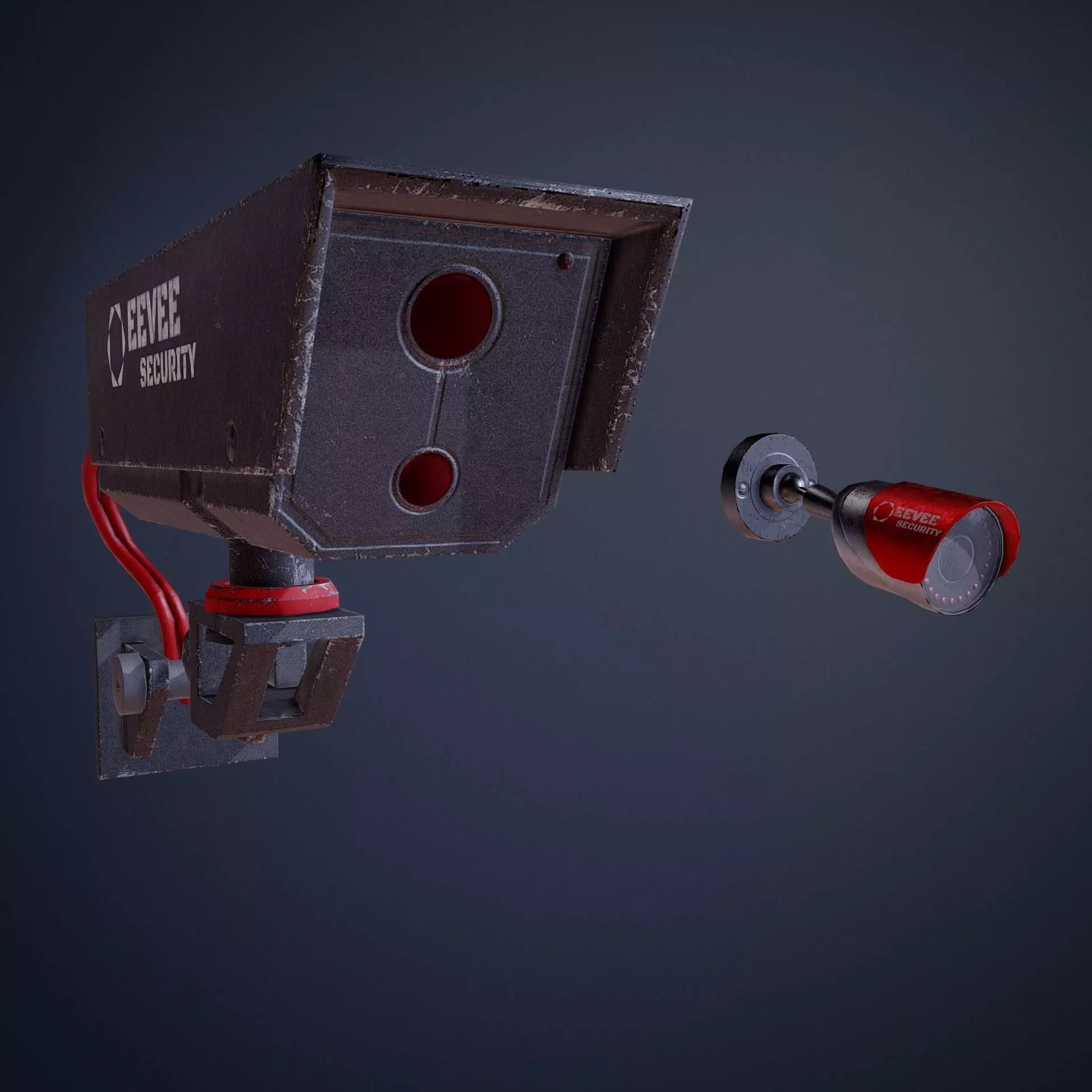 Cyberpunk Surveillance Cameras assets Free low-poly 3D model_0