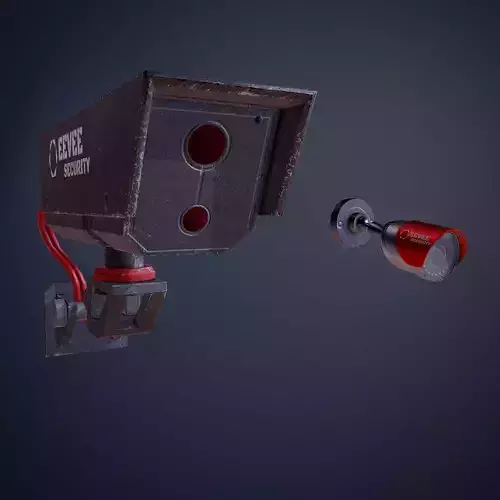 Cyberpunk Surveillance Cameras assets Free low-poly 3D model