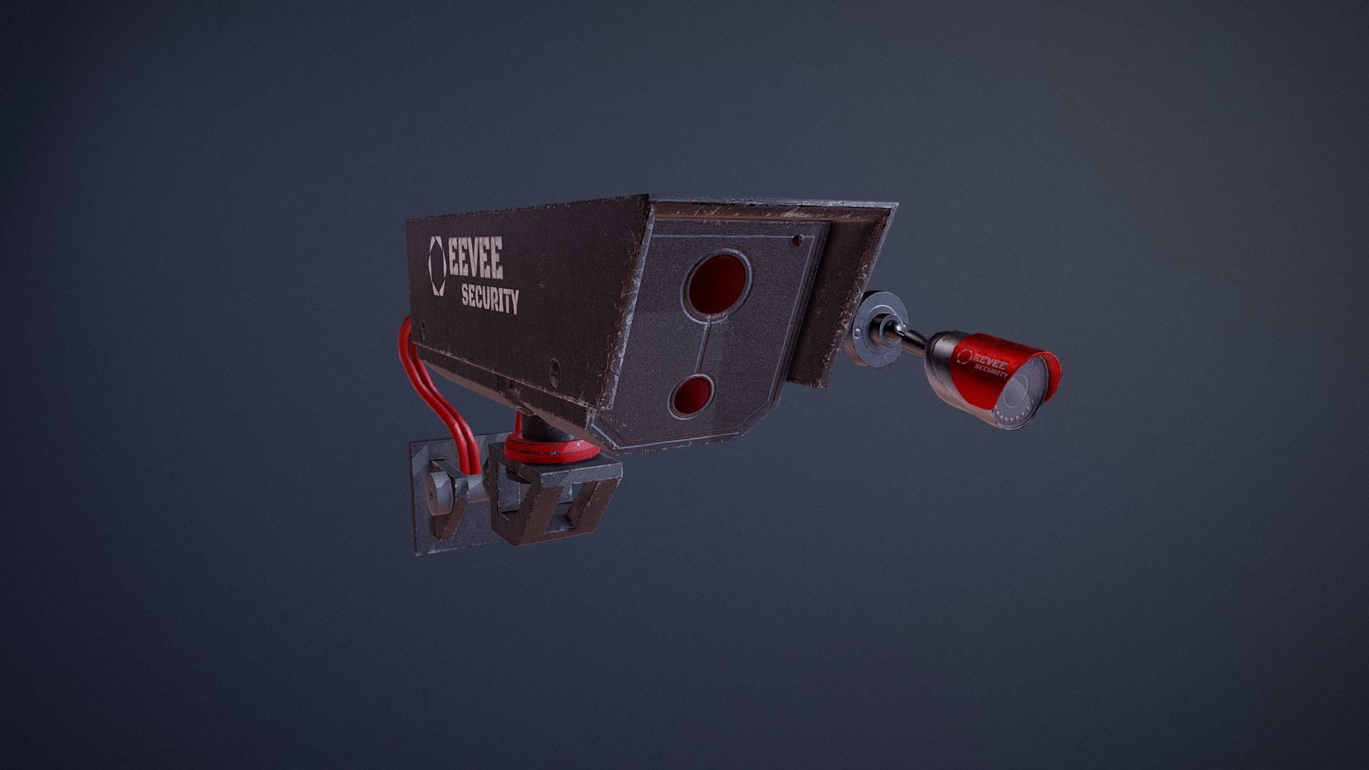 Cyberpunk Surveillance Cameras assets Free low-poly 3D model_1