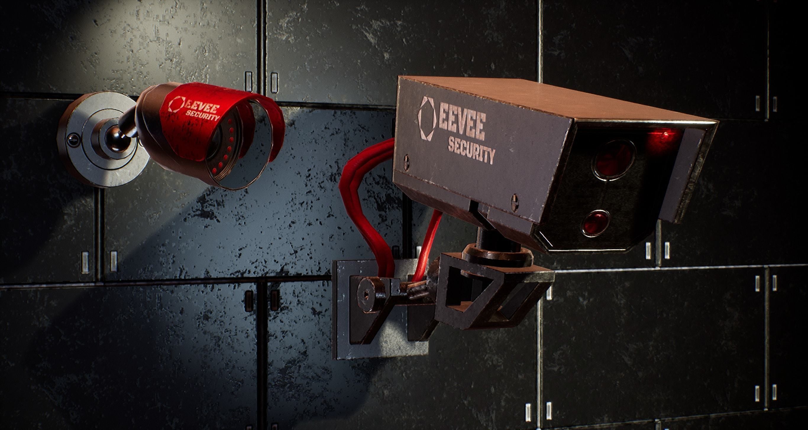 Cyberpunk Surveillance Cameras assets Free low-poly 3D model_8