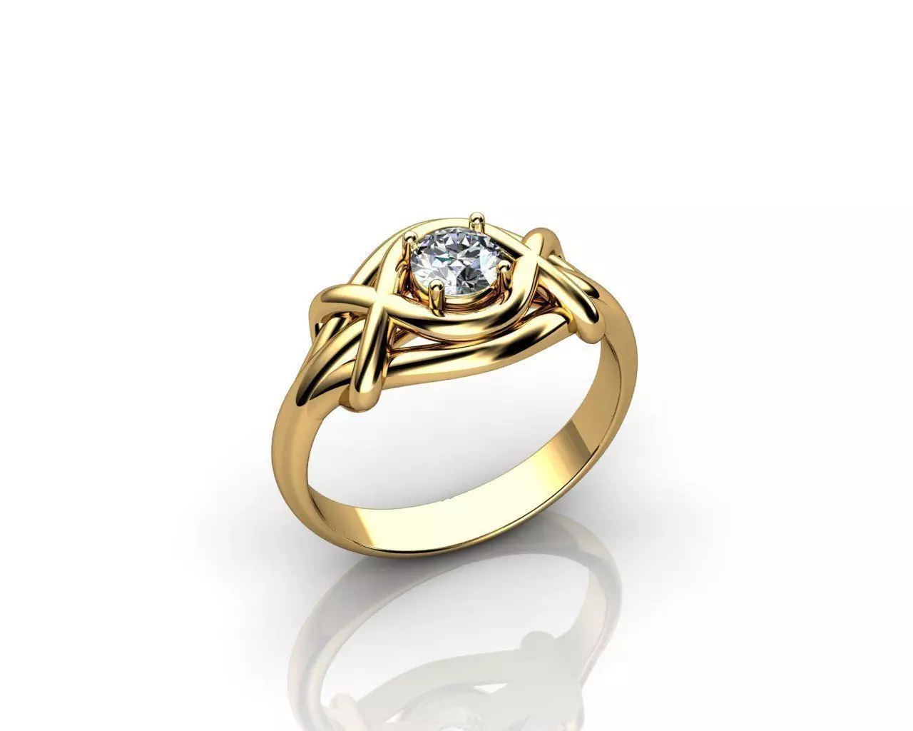 Diamond Gold Ring 3D print model_0