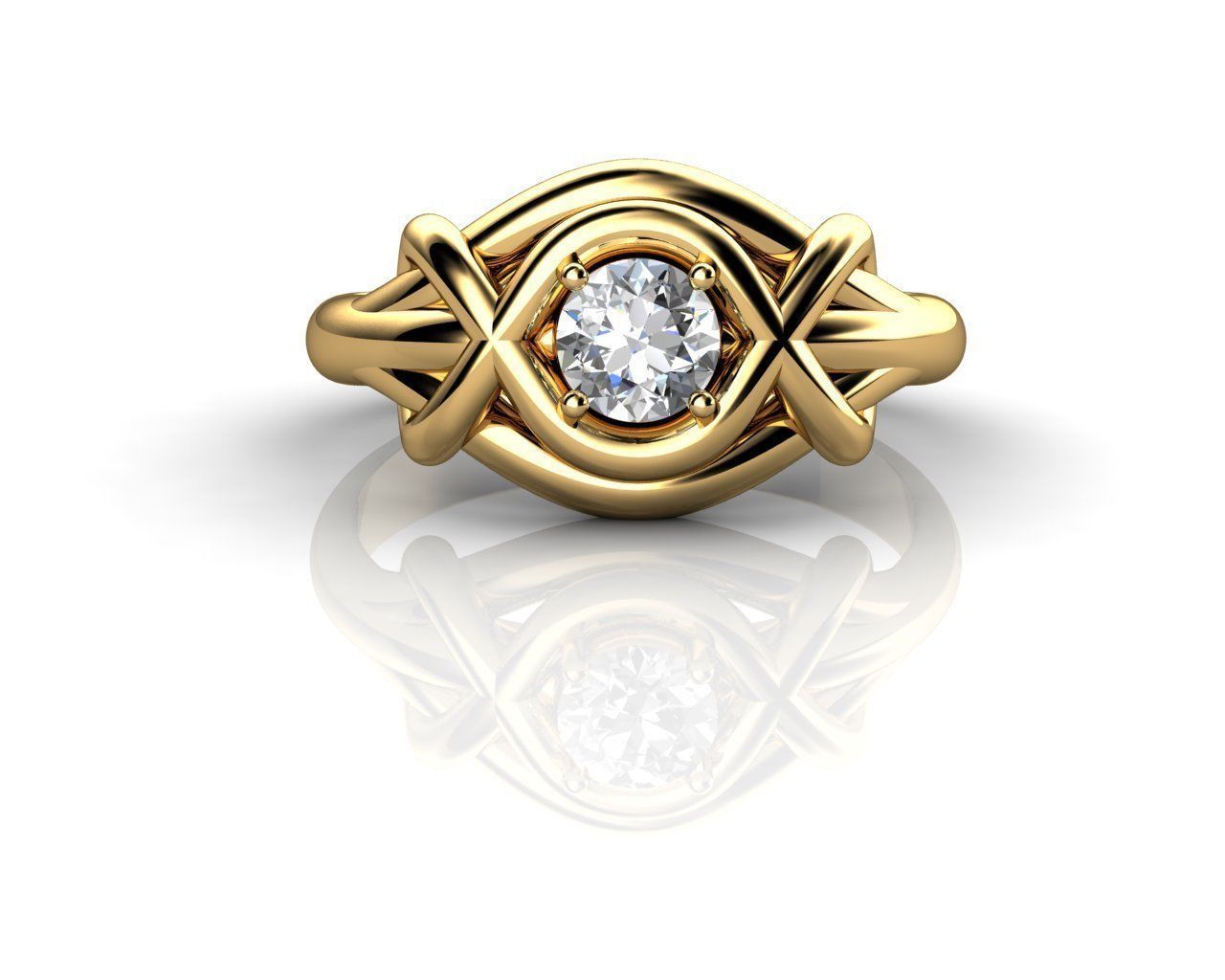 Diamond Gold Ring 3D print model_2