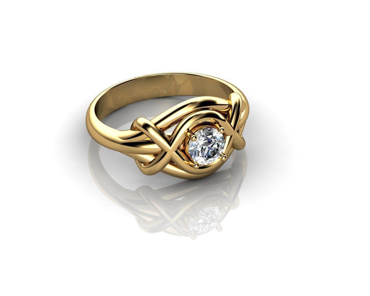 Diamond Gold Ring 3D print model_3