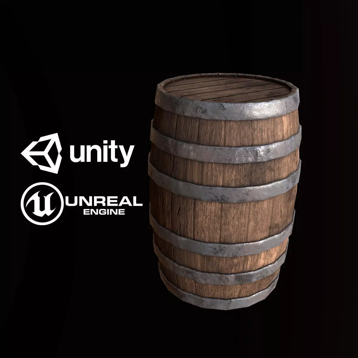 Barrel - PBR Game Ready wooden Low-poly 3D model_0