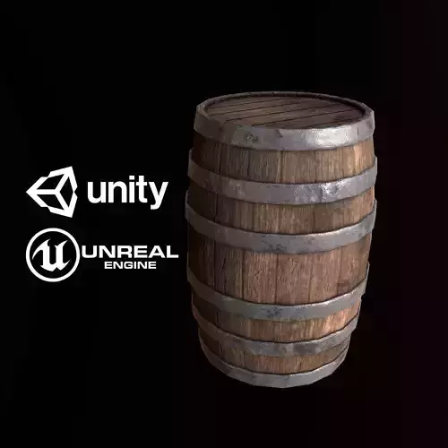 Barrel - PBR Game Ready wooden