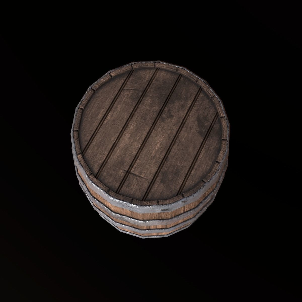 Barrel - PBR Game Ready wooden Low-poly 3D model_1