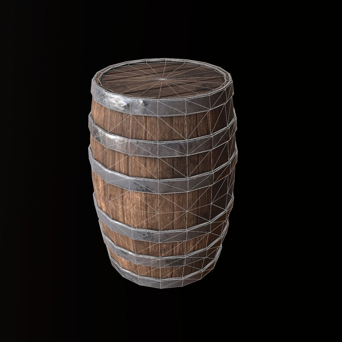 Barrel - PBR Game Ready wooden Low-poly 3D model_5