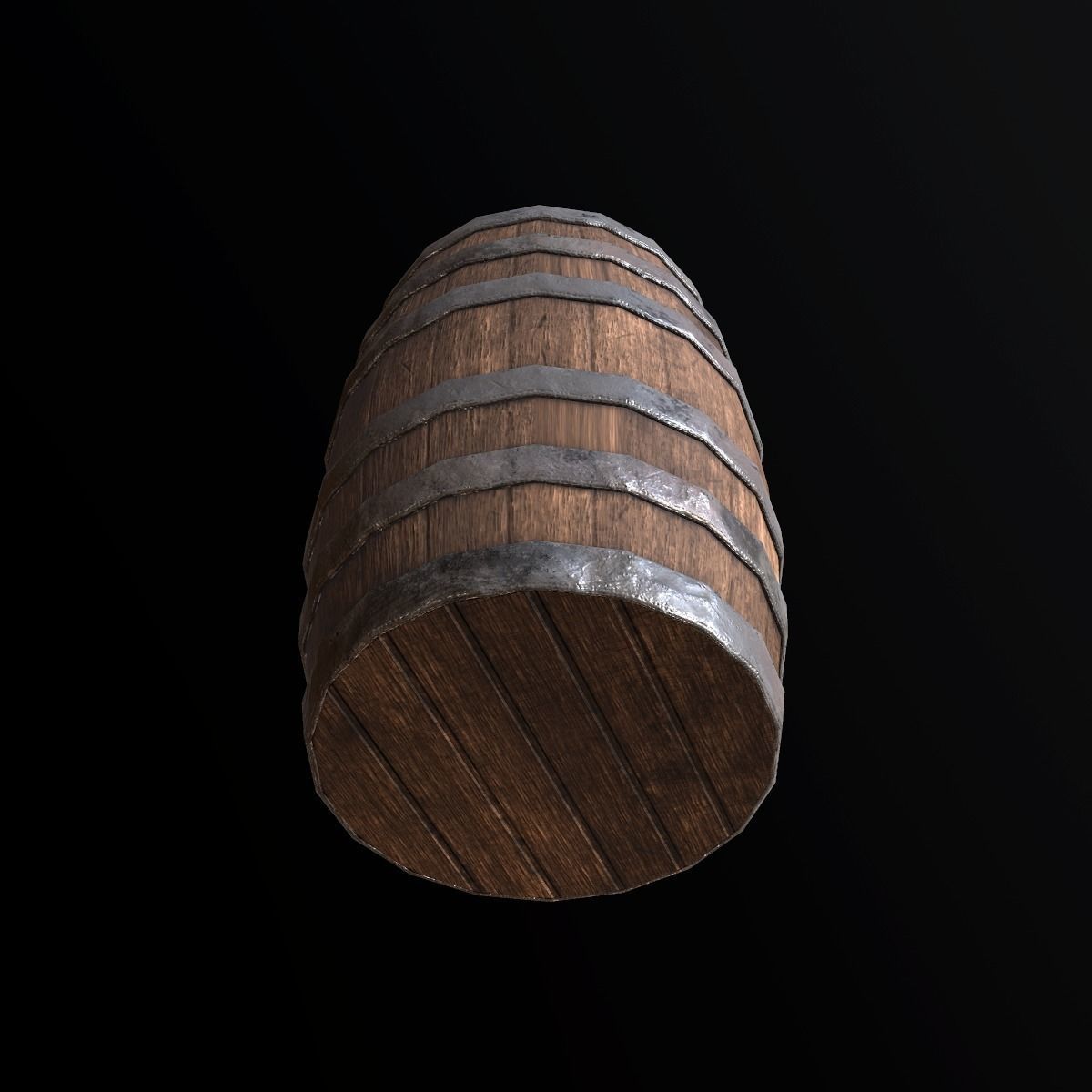 Barrel - PBR Game Ready wooden Low-poly 3D model_3