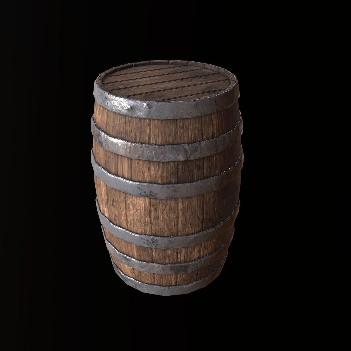 Barrel - PBR Game Ready wooden Low-poly 3D model_2