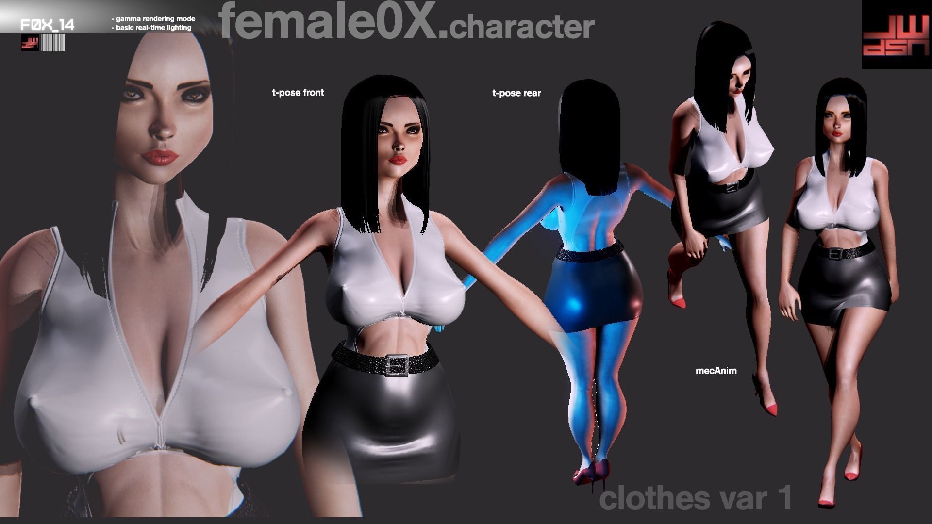 Fatal Female 0x Utilities for Unity Low-poly 3D model_1