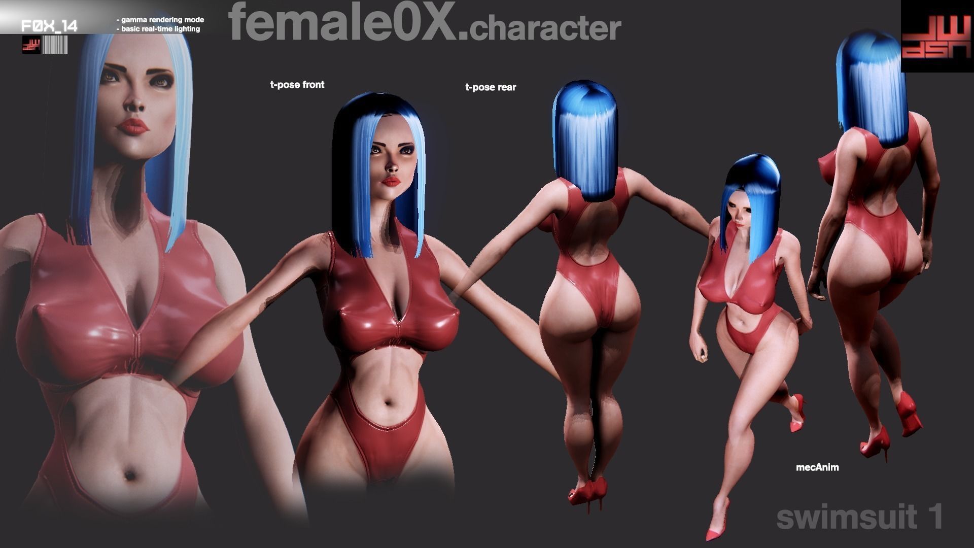 Fatal Female 0x Utilities for Unity Low-poly 3D model_7