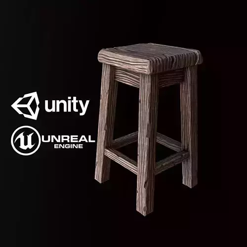 Wood Stool - PBR Game Ready